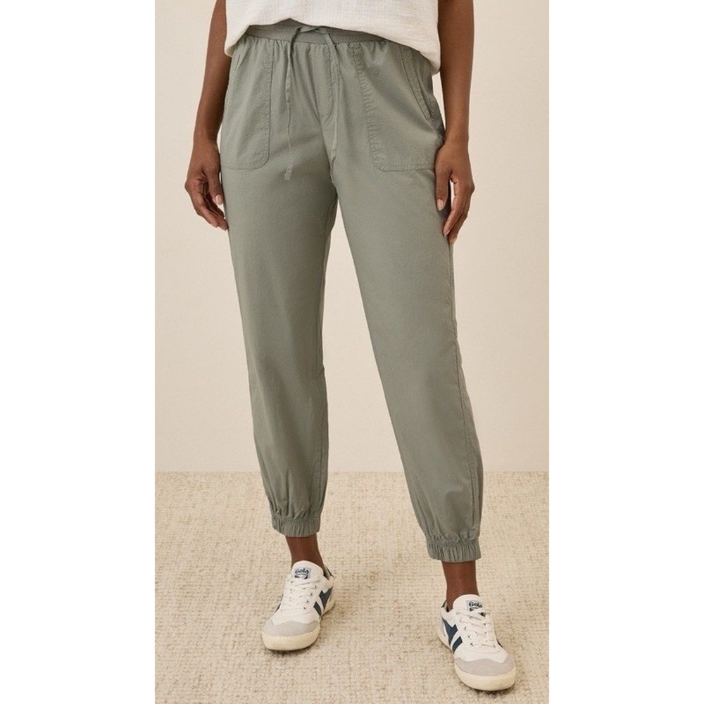 Pact Stretch Poplin Jogger Womens L Shadow Green Organic Cotton Pants WA1-W7F